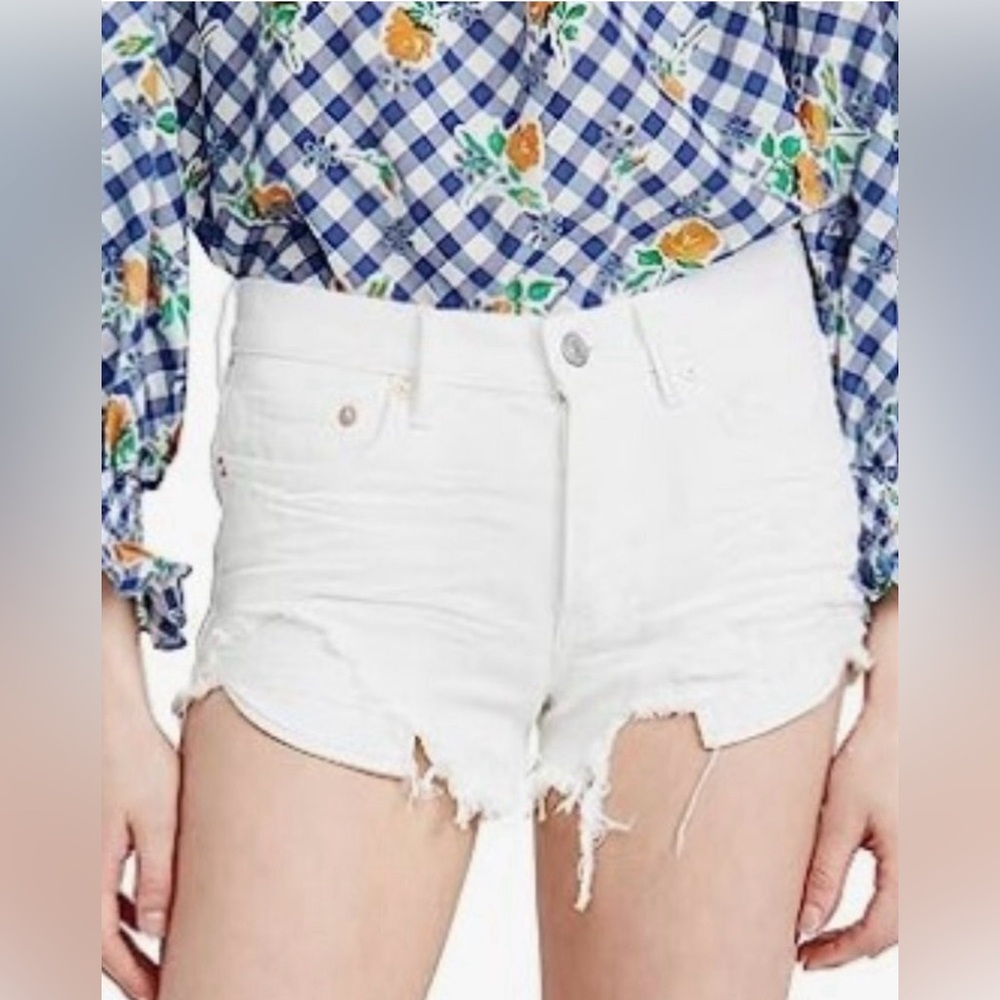 Free People‎ We the Free White Cut Off Distressed Micro Shorts Festival Size 31